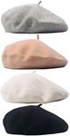 trounistro 4 Pack Beret Hat French Beret Cap Winter Fashion Solid Color Hat for Women Girls Lady, Color Set 1, 3-4