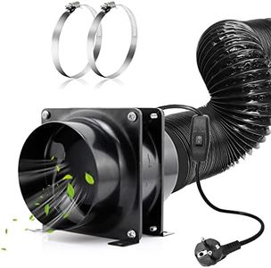 Moonjor 100mm Extracteur d'air de Ventilation, 119m³/h Ventilateur de Conduit pour Cave, Tente de Culture, le Garage, Projet DIY (2m Tuyau, Colliers)