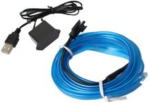 IGTOPS USB EL Wire Blue, 5 m Car LED Interior Lighting, Neon Tube Lights, Car Interior Trim Light Strip, 12 V for Interior Trim Gap Decorative, Waterproof Car Strip LED Tape Car