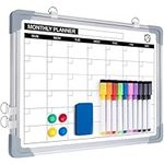 Dry Erase Whiteboard Calendar for Wall, ARCOBIS 12" x 16" Small Magnetic White Board Dry Erase Calendar, Hanging Double-Sided Monthly Planner Whiteboard for Memo, to Do List, Home, Office