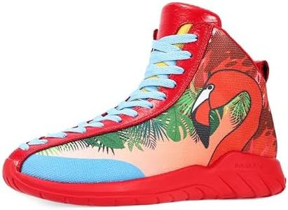 Men's Red High Top Sneakers Flamingo Graffiti Lightweight Outdoor Basketball Shoes Ankle Boots Size 8.5