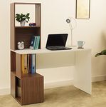 Green Soul Vermont Study Table | 1-Year Warranty | Writing, Computer Desk for Students, Professionals | Engineered Wood | Walnut Brown and White | Wide Surface Top, 4 Shelves| Installation Provided