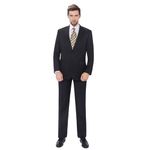 P&L Men's Suits 2-Piece Classic Fit Single Breasted 2 Buttons Blazer & Trousers Suit, Black, 44