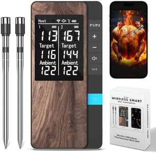 Kisfam Wireless Meat Thermometer - Bluetooth Thermometer with Dual Meat Probe, 373m Range, App Control for BBQ, Grill, Smoker, Oven