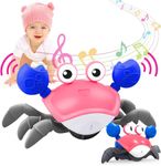 Wembley Baby Musical Crawling Crab Toy Rechargeable Interactive Sensory Dancing Walking Moving Tummy Time Toys for Babies Infant Toddlers and Kids Learning Crawl Birthday Gift for Boy & Girl