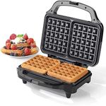 Salter EK2249AR EK2249 Deep Fill Waffle Maker with Non-Stick Cooking Plates, 900 W, Silver, Black