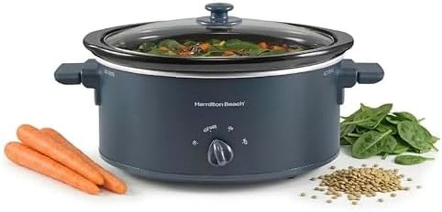 Hamilton Beach 6 Quart Slow Cooker with Space-Saving Folding Handles, 3 Heat Settings, Dishwasher Safe Stoneware Crock and Glass Lid, Kitchen Makeover Blue (33608)