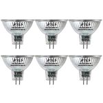 FTL MR16 LED Bulb Dimmable 5000K Cool White Glass 5W AC/DC 12V 50W Halogen Equivalent 500lm GU5.3 Bip Base Part 40 Degree Spotlight for Recessed and Outdoor Landscape Lighting Pack of 6