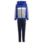 adidas Unisex Kids Tiberio 3-Stripes Colorblock Fleece Track Suit Kids, semi lucid blue/white/medium grey heather, 11-12 Years