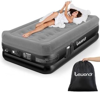 Lewondr Colchón Hinchable Individual con Bomba Integrada, 191x99x46CM Colchón Hinchable Confort, Colchoneta Hinchable Automática Rápida 2Min para Camping Casa Invitados Viaje Hotel(250kg Máx), Gris