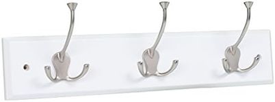 BIRDROCK HOME Tri Hook Coat Rack - 3 Hooks - Wall Mount Hat Rack - White Finish - Satin Nickel Hooks