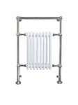 AQUAWORLD Traditional Victorian Style Bathroom Heated Towel Rail Using Low Carbon Steel With 8 White Radiator Bars Wall Mounted Towel Warmer 940 x 675 x 161 MM (Free Radiator Valves)