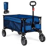 Timber Ridge Festival Trolley on Wheels, Folding Wagon Camping Cart Heavy Duty with Adjustable Handle, Collapsible Foldable Hand Truck for Beach Outdoor Garden Picnic Shopping, 100KG Capacity, Blue