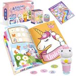 Martiount Sticker Stamper Unicorn Toys for Girls 3 4 5 6, 24-Page Activity Pad and 300 Stickers,Arts and Crafts Fidget Toy, Sticker Books Travel Toy for Toddler 3+