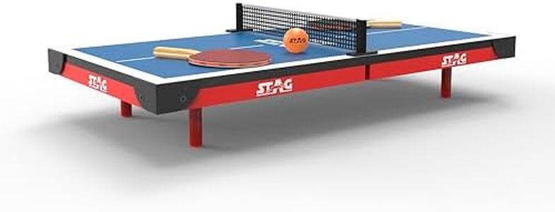 Stag Iconic Super Mini Table Tennis (T.T) Table| Portable Indoor Ping Pong Super Mini Table for Kids Fun Recreational Play| Included with TT Rackets and Balls| All in a Briefcase-Size Foldable Design
