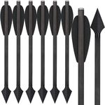 WANVZMR 6.3" Pistol Crossbow Bolts,Carbon Mini Crossbow Arrows Bolts Broadhead Tips Hunting Arrows for 50-80lbs Crossbow Archery Pistol-Fishing Hunting Shooting Target Practice (Style2 Black 6pcs)