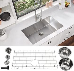 32 Inch Kitchen Sink - 16 Gauge Stainless Steel Kitchen Sink, Single Bowl Undermount Kitchen Sinks Workstation Sink, Easy Drain, Low Noise and Easy to Clean (Silver)