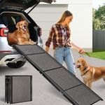 CJYMMFAN 69" L × 17" W Max Wide & Long Dog Car Ramp, Folding Dog Ramp with Anti-Slip Surface, Pet Stairs Ramp for Large Dogs Up to 200lbs to Get Into a Car, SUV, Truck & Outdoor Steps