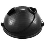 ZELUS 23 Inch Half Exercise Ball Stability Balance Board with Resistance Bands for Yoga Workouts, Home Gym Fitness Equipment for Men and Women, Half Dome Pilates Yoga Ball Trainer with Foot Air Pump, Black