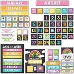 Hadley Designs Colorful Classroom Calendar Set Bulletin Board Sets For Teachers - Bulletin Board Calendar, School Calendar For Classroom, Calendar Bulletin Board Set For Classroom Decoration