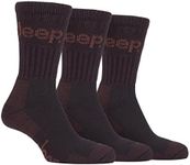 Jeep - Pack of 3 Men's Cotton Padded Socks/Trekking Socks/Hiking Socks for Summer, brown, 39-45