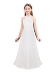 CHICTRY Big Girls Floral Lace Party Wedding Prom Long Chiffon Junior Bridesmaid Dance Ball Maxi Gown Dress White 9-10 Years