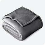 Bare Home Sherpa Fleece Blanket - Full/Queen Blanket - Blanket for Bed, Sofa, Couch, Camping and Travel - Warm & Lightweight - Fluffy & Soft Plush Blanket - Reversible (Full/Queen, Grey - Grey)