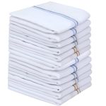 GRAFFY Men's Cotton Handkerchief - Pack of 10 Soft & Durable Hankies for Men | White Handkerchief with Color Border | Pure Cotton Kerchiefs for Gentlemen, Office, and Daily Use