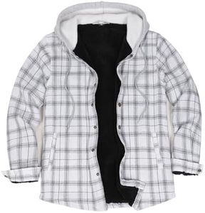 Men's Fall Flannel Shirt Jacket Sherpa Fleece Lined Plaid Coat Snap Button Flannel Hoodie Jackets Winter Outwear SC S