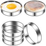 6 PCS English Muffin Rings 4 Inch Double Rolled Cookie Rings Nonstick Stainless Steel Crumpet Rings Round Pastry Rings for Home Baking Cooking Rings Set Tart Ring Molds for Cooking English Muffin