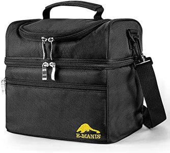 E-MANIS 12L Bolsas Térmicas Portatil Almuerzo Hombre y Mujer Trabajo Hermética Comida Nevera Porta Alimentos Oficina Escuela Acampar Picnic Playa Viaje Para Adultos y Niños (Negro)