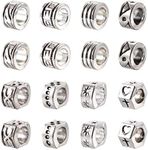 Cheriswelry 80Pcs 9-10mm Zinc Alloy European Beads Antique Silver Rondelle Column European Beads Large Hole Metal Beads fit Snake Chains for DIY Bracelet Jewelry Making