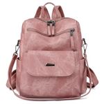 Everfunny Women Backpack, Lightweight PU Fashion Leather School Shoulder Bag Travel Cute Backpack Girls Ladies(Pink)