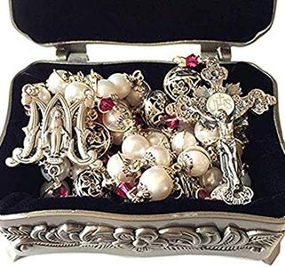 elegantmedical HANDMADE Wire Wrap Bali Sterling Silver Bead Real Pearl Catholic Rosary Necklace