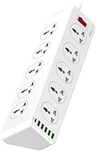 T Teclusive 2500W Power Strip Extension with Type C USB Ports | 10 Power Sockets with 30W Type C USB PD QC 3.0 Fast USB Port | Multi Port Extension with USB Port | 2M Power Cord