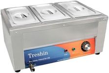 Treshin 3 Pan Commercial Food Warmer 21 Qt Capacity 1200W Stainless Steel Electrical Bain Marie Buffet Food Warmer Steam Table with Temperature Control & Lid for Home, Party, Catering, Restaurants