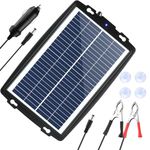 10W 12V Solar Car Battery Charger & Maintainer, Portable Waterproof Solar Panel Trickle Charging Kit for Car, Automotive, Motorcycle, Boat, Marine, RV, Trailer, Powersports, Snowmobile, etc.