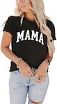 ALAPUSA Women's Mama Bear Letter Print Graphic Tops Casual Short Sleeve Crewneck Mama T-Shirt Black-Mama S