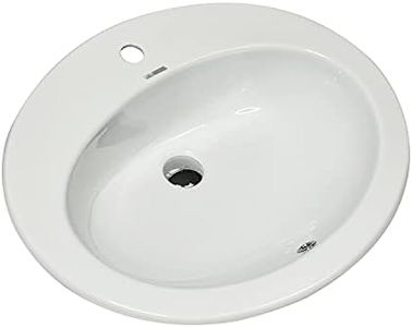 LAVABO Incasso TONDO Ceramica - Lavandino Soprapiano OVAL L. 62 x 52 cm Monoforo Pred. a 3 Fori