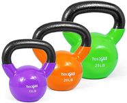 Yes4All Combo Kettlebells Vinyl Coated Weight Sets Great for Full Body Workout Equipment Push up, Grip Strength and Strength Training, Dumbbell Weights Exercises, Set of 3 (15, 20, 25 lbs)