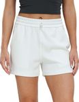 Colorfulkoala Women's High Waisted Ultra Soft Athletic Jersey Shorts Casual Summer Lounge Pants with Pockets (M, White)