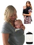 DaisyGro Certified Organic Baby Sling Carrier, GOTS Organic, Small/Medium or Plus Size, Black or Grey, CPSC Safety Tested (Grey/Reg)