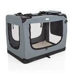 Fabric Dog Crate in Grey, L Size 82cm, Cat Pet Carrier by Cozy Pet Folding Transport Travel Cage Ideal for Dogs, Puppies, Cats, Rabbits, etc. FDC-L-GR