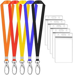 5 Sets Titolari di Badge con Cordino, PVC ID Carte Porta Badge, Impermeabile Porta Tesserino da Collo con Cinturini, ID Card Holders con Cordoncino per Eventi Ufficio Affari (Multicolore, Verticale)