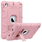 ULAK iPad Mini 1/2/3 case, [Armor series] 3 in 1 Heavy Duty Shockproof Protective Cover with Kickstand Soft Silicone + Hard PC Case Cover for Apple iPad Mini/Mini 2 / Mini 3, Rose Gold