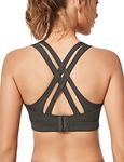 Yvette Women's High Impact Sports Bras Full Support Criss Cross Back Sexy Running Bra for Plus Size, 57A, M(AC)