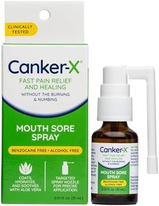 Canker-X Mouth Sore Spray, Oral Pain Relief from Canker Sores, Burns & More, No Burning & Numbing, Benzocaine Free & Alcohol Free Mouth Ulcer Treatment, Targeted Spray Nozzle, 0.51 Fl. Oz.