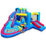 MIRUNAIR Inflatable Bounce House, Blow Up Bouncy House Include Slide, Outdoor Backyard Water Park with Air Blower, Splash Pool, Water Cannon, Climbing Wall, Bounce Water Prak for Kids