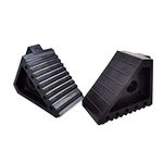 HOXWELL Solid Heavy Duty Rubber Wheel Chocks 2 Packs, Premium Chock for Car, Travel Trailers, RV, Truck, and ATV(2 pcs, Black) 8" x 4" x 6"