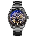 SKMEI Automatic Mechanical Self-Wind Men's Watch 43mm Zinc Alloy Case & Stainless Steel Band 30M Water-Resistant Stylish Gift for Husband, Brother, or Dad- 9194 (9194, Black)